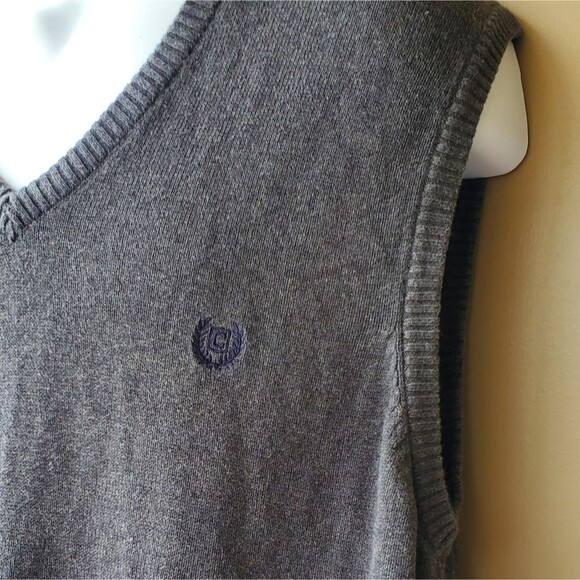 Chaps Men Grey/Gray Vneck Sweater Pullover Vest - Picture 6 of 13